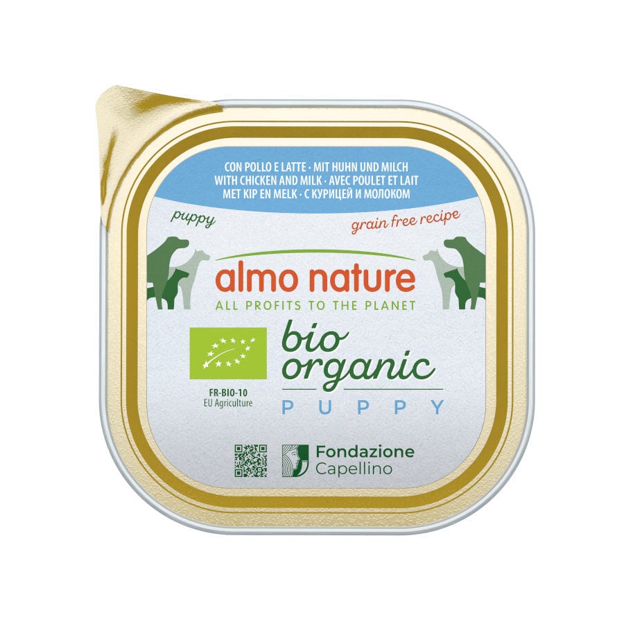 300 g  Almo Nature Bio Organic Puppy Grain Free Pollo con Leche tarrina para perros, , large Imagen numero 1