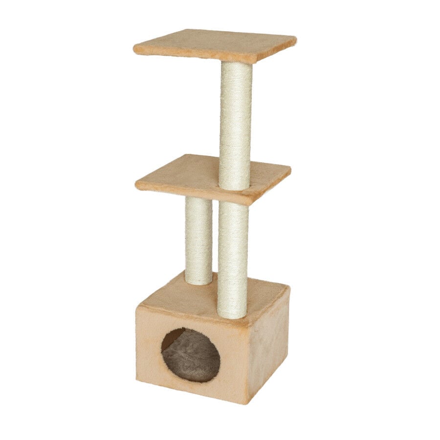 Leeby Colette DoubPost torre rascador con cama nido beige para gatos, , large Imagen numero 1