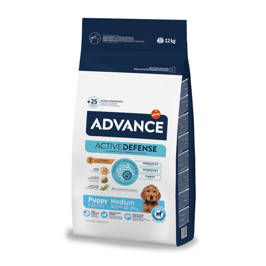 12 kg Advance Active Defense Medium Puppy Pollo y Arroz pienso para perros, , large Imagen numero 1