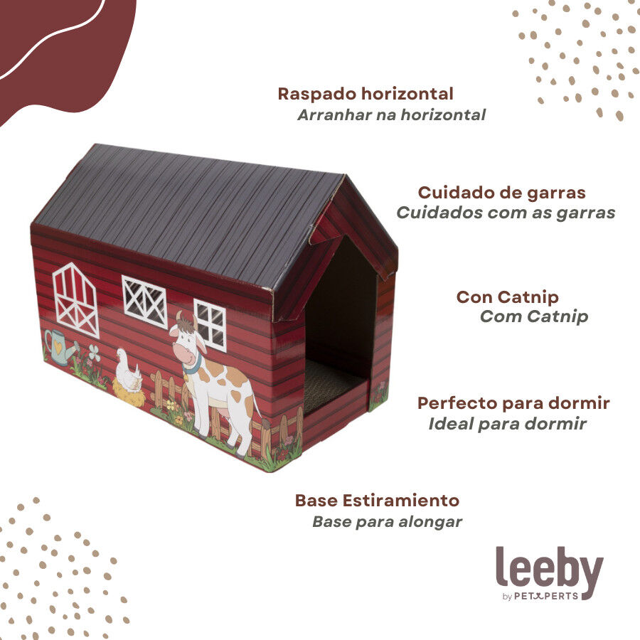 Leeby Hattie casita rascador de cart&oacute;n con estampado de granja para gatos, , large Imagen numero 3