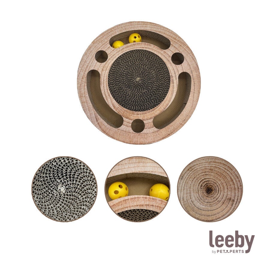 Leeby Pelusa rascador de cart&oacute;n con bola y estampado madera para gatos, , large indicador imagen numero 6