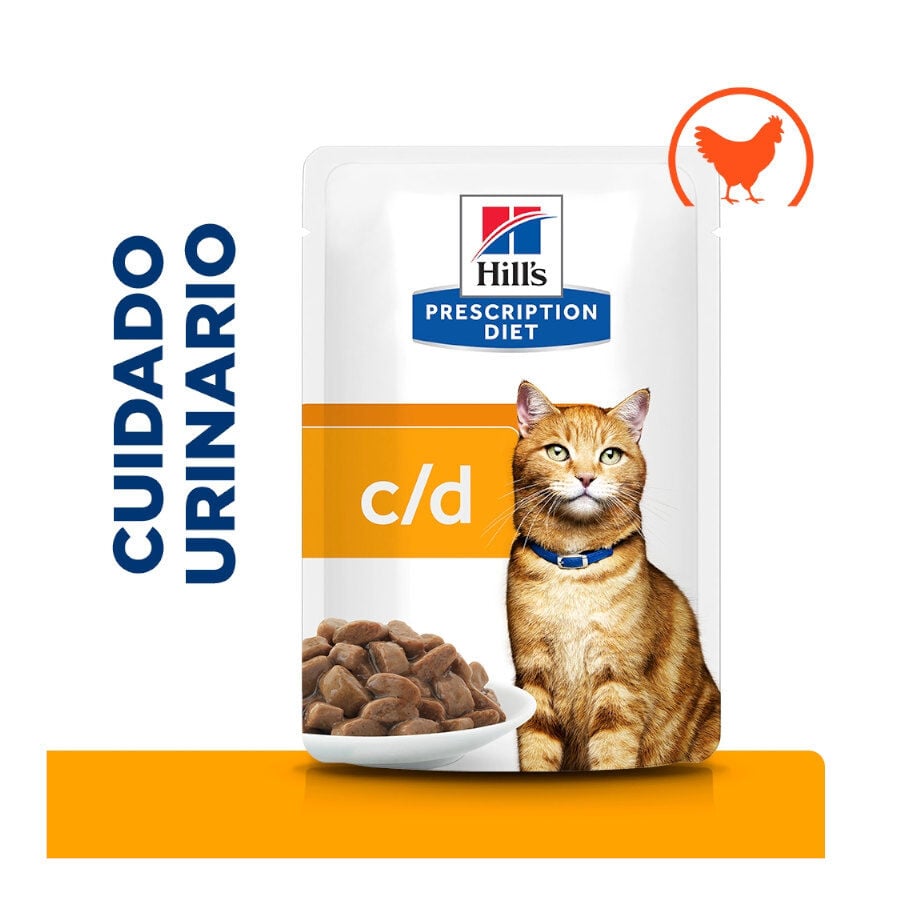 12 sobres x 85 g Hill's Prescription Diet Urinary Care c/d Pollo sobre para gatos, , large indicador imagen numero 2