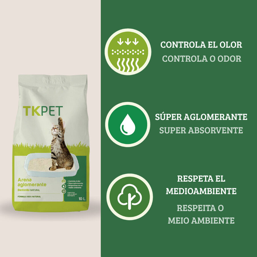 10 L TK-Pet Arena Aglomerante de Bentonita y Natural para Gatos, , large indicador imagen numero 3