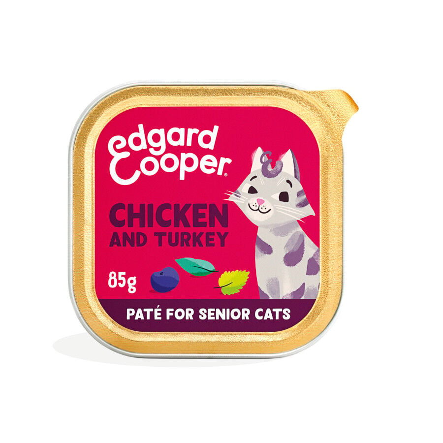 85 g Edgard & Cooper Pollo y Pavo en Pat&eacute; tarrina para gatos s&eacute;nior, , large indicador imagen numero 1