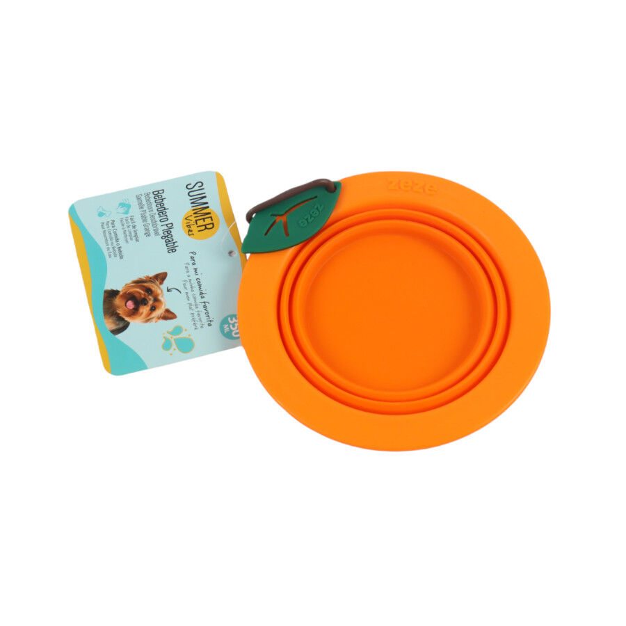 Summer Vibes Comedero Bebedero plegable naranja para perros, , large indicador imagen numero 5