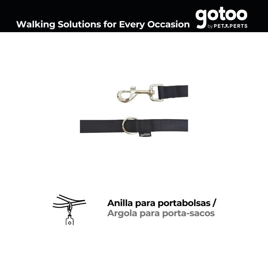 Gotoo Correa de nylon negra para perros, , large indicador imagen numero 3