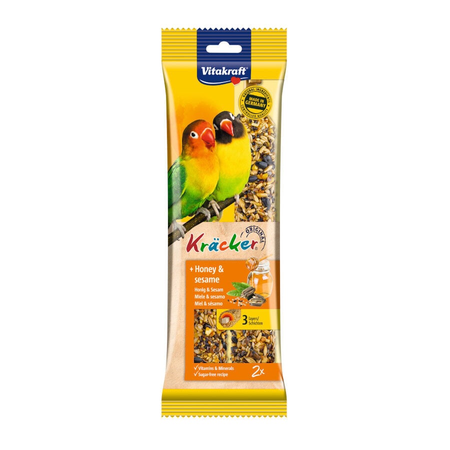 Vitakraft Kr&auml;cker Miel y S&eacute;samo Barritas para agapornis
