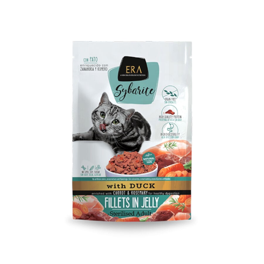 85 g ERA Sybarite Sterilised Adult Pato Filetes en Gelatina Sobre para gatos, , large Imagen numero 1