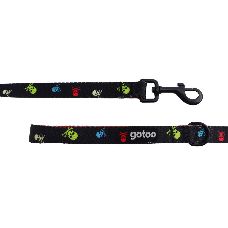 Gotoo Correa estampada calavera negro para perros, , large indicador imagen numero 3