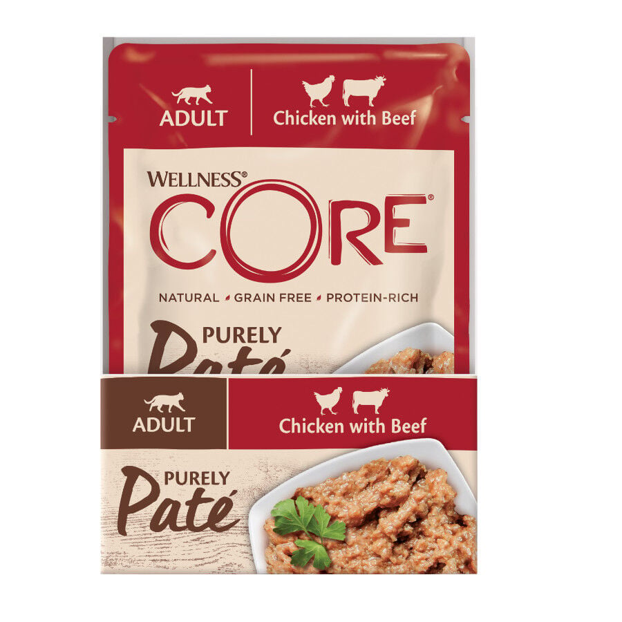 85 g Wellness Core Adult Purely Pollo y Ternera en Pat&eacute; sobre para gatos, , large Imagen numero 2