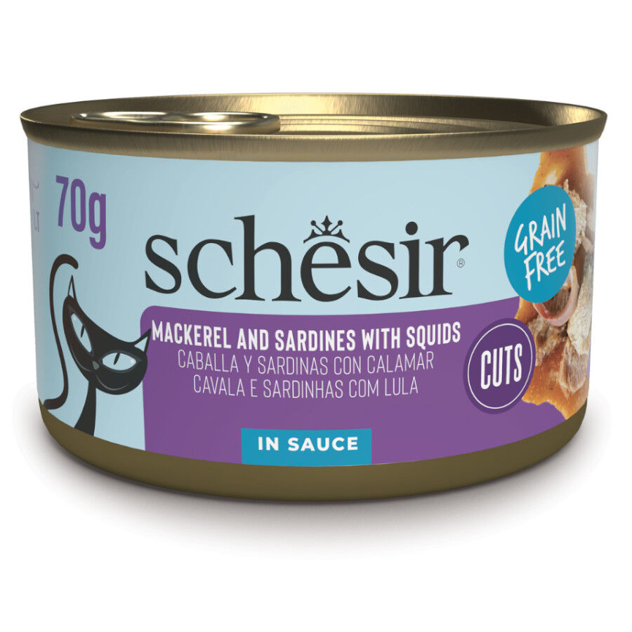 Schesir Lata Caballa, Sardinas con Calamar en salsa para gatos