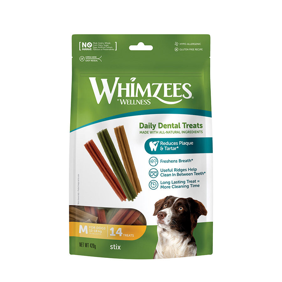 14 barritas Whimzees Snacks Dentales Stix para perros de razas medianas, , large indicador imagen numero 1