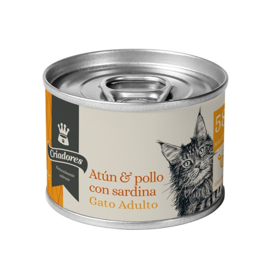 Criadores Adulto At&uacute;n con Pollo y Sardina en pat&eacute; lata para gatos