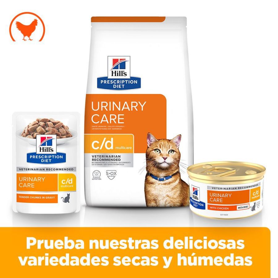 85 g Hill's Prescription Diet c/d Multicare Mousse de Pollo lata para gatos, , large indicador imagen numero 4