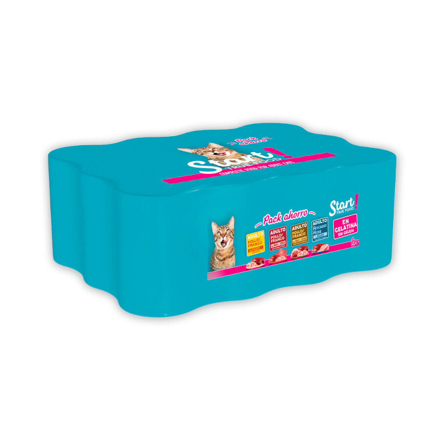 12 latas x 400 g Start Multipack de Carne y Pescado en Gelatina para Gatos, , large indicador imagen numero 1