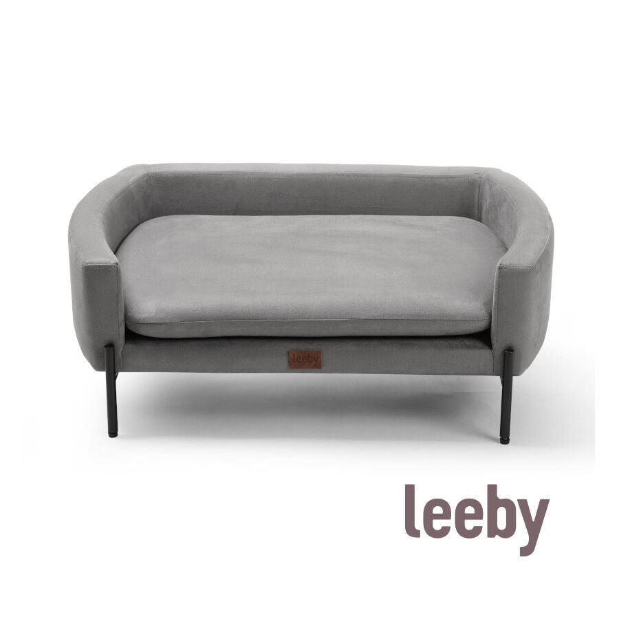 Leeby sof&aacute; elevado gris para perros
