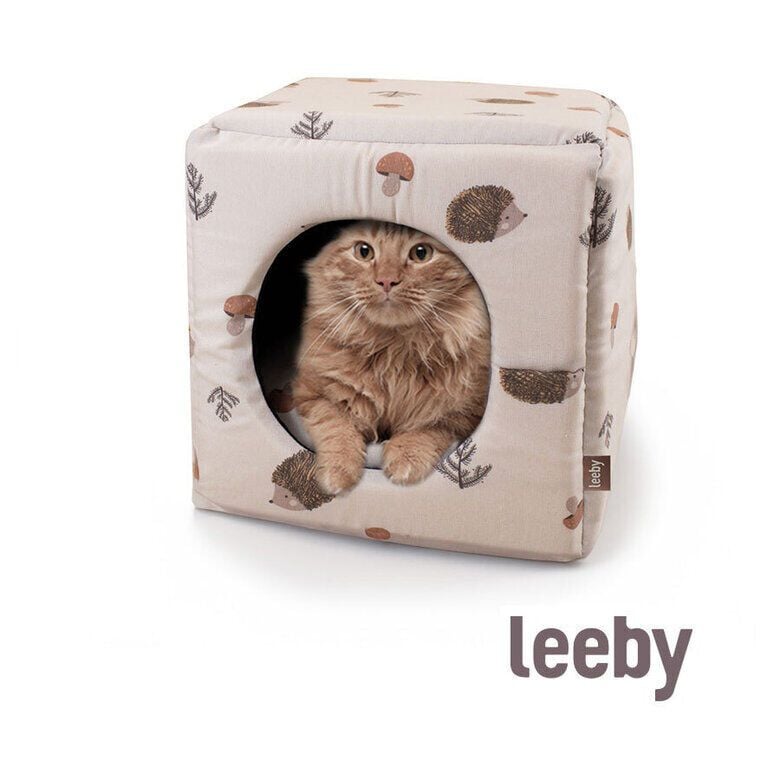 Leeby Cama Cueva Estampado de Erizos para gatos, , large Imagen numero 2