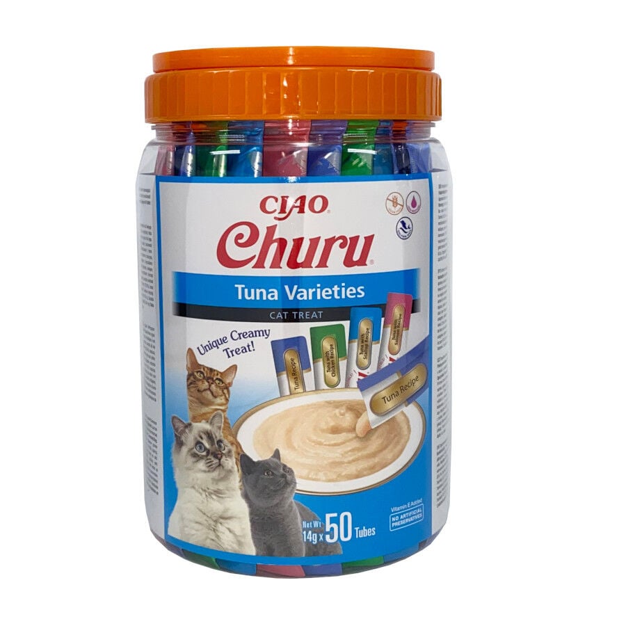 50 sobres x 14 g Churu Snack Cremoso Variedades de At&uacute;n para gatos, , large Imagen numero 1