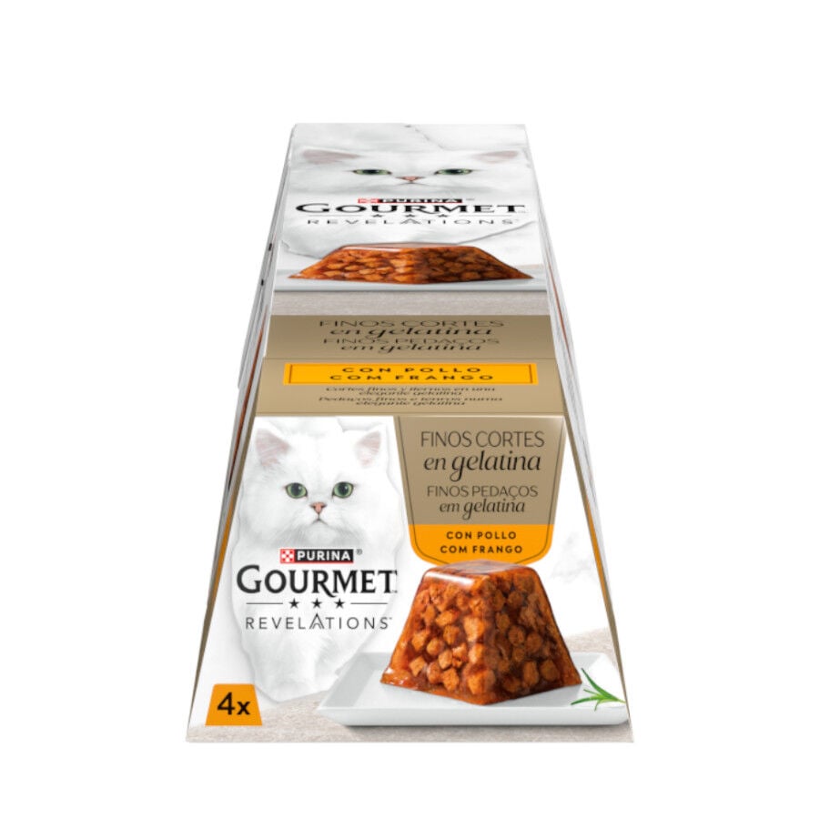 4 tarrinas x 57 g Gourmet Revelations Finos Cortes de Pollo en gelatina para gatos, , large Imagen numero 1