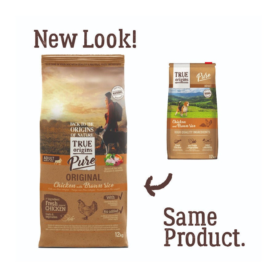 12 kg True Origins Pure Adult Pollo y Arroz pienso para perros, , large indicador imagen numero 2