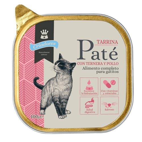 Criadores&nbsp;Tarrina Ternera y pollo pat&eacute; para gatos Imagen numero 1