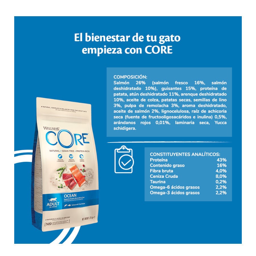 4 kg Wellness Core Adult Ocean Salm&oacute;n y At&uacute;n pienso para gatos, , large Imagen numero 3