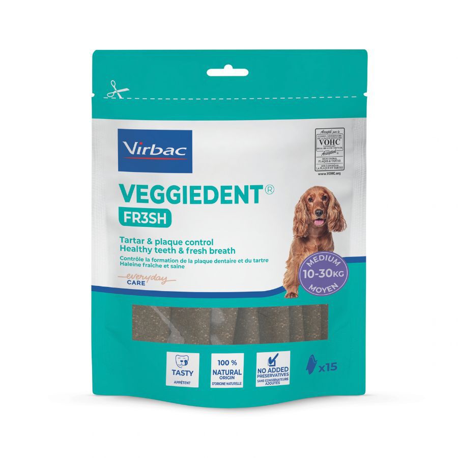 15 barritas Virbac Snacks Dentales Veggiedent Fresh para perros de raza mediana, , large indicador imagen numero 2