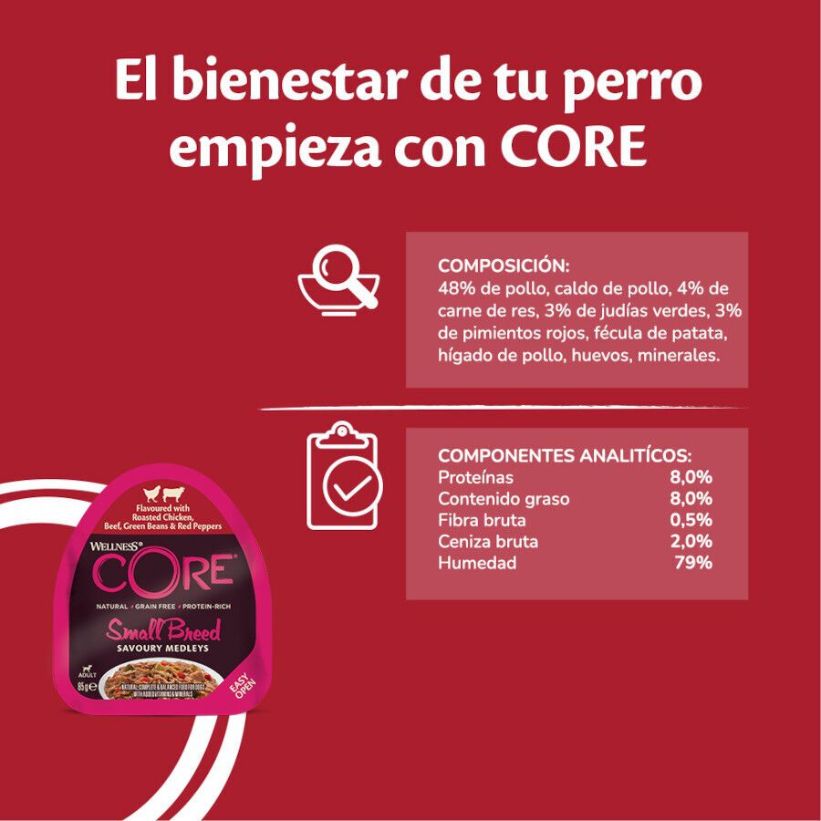 85 g Wellness Core Small Breed Grain Free Pollo y Ternera tarrina para perros, , large indicador imagen numero 4