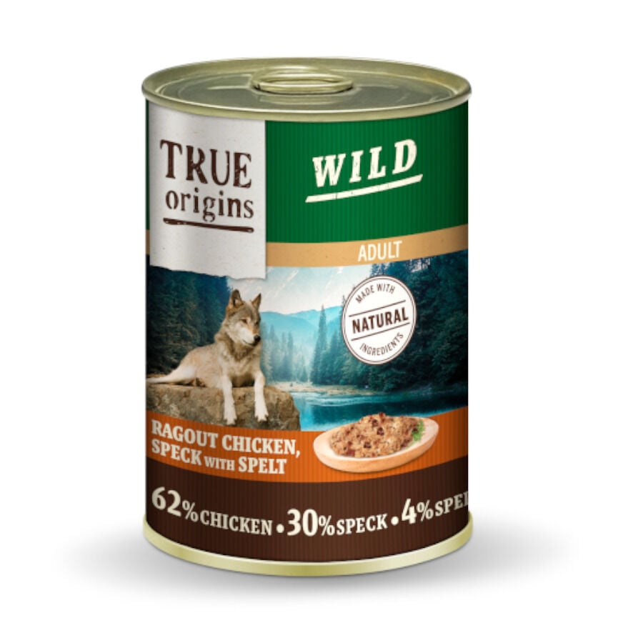 400 g True Origins Wild Adult Dados de Pollo con Speck y Espelta lata para perros, , large Imagen numero 1