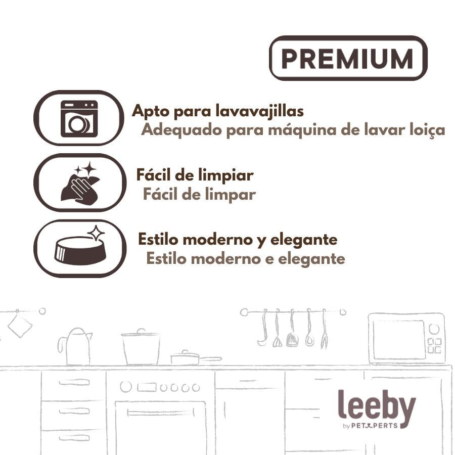 Leeby Comedero de Cer&aacute;mica Marr&oacute;n y Blanco para perros, , large Imagen numero 5