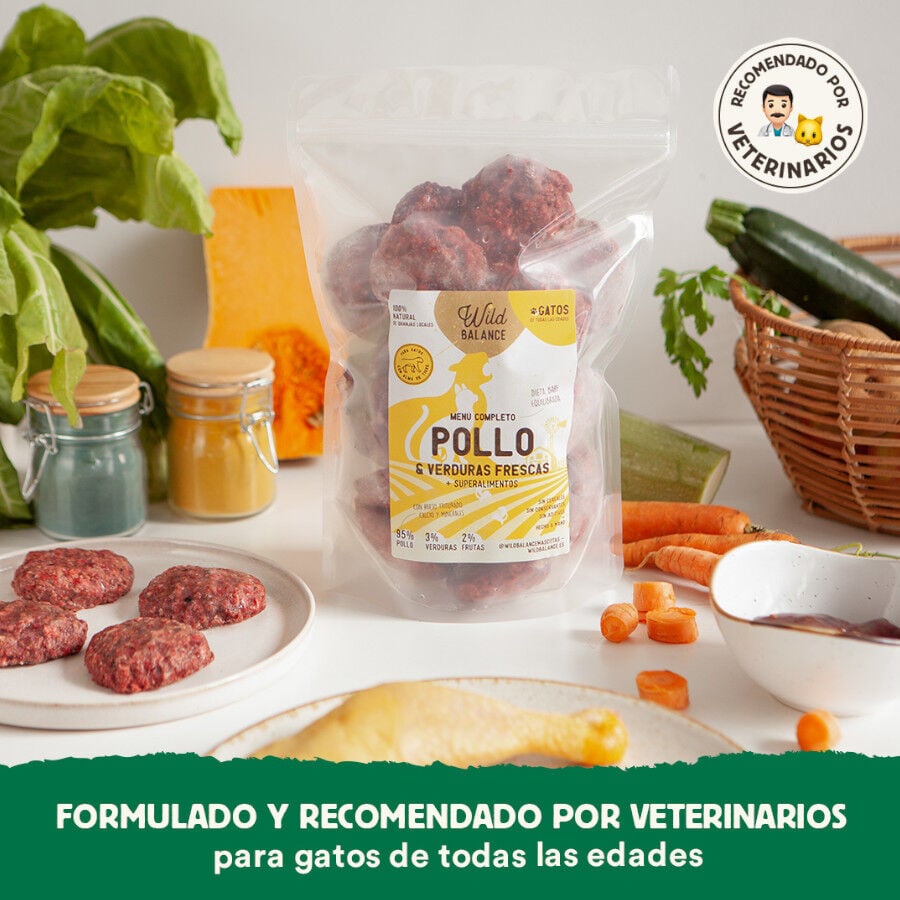 1 kg Wild Balance Men&uacute; Barf pollo con verduras comida congelada para gatos, , large Imagen numero 6