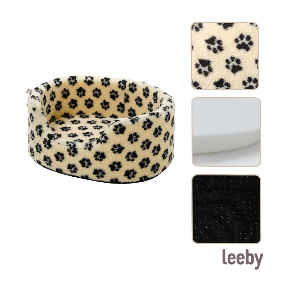 Leeby Sof&aacute; Bed Paw Print Beige para perros, , large indicador imagen numero 6