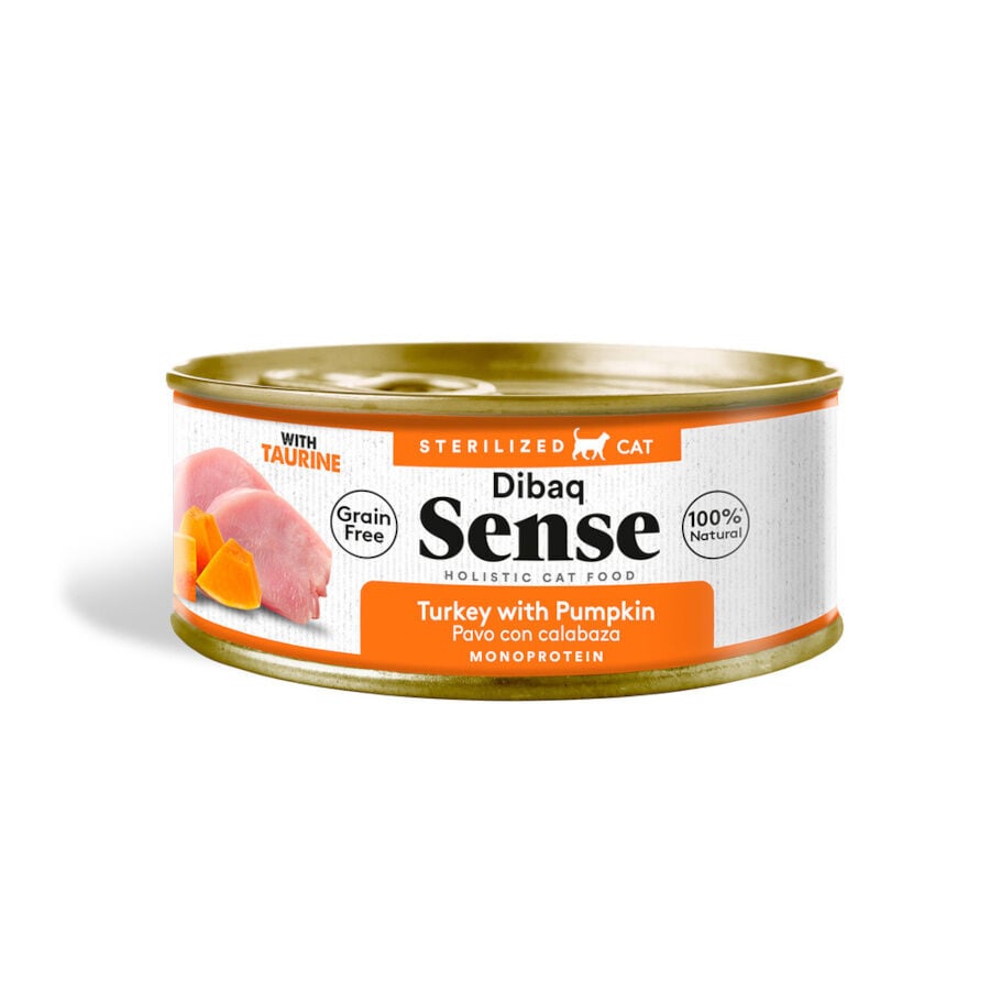 Dibaq Sense Sterilized Grain Free Pavo y Calabaza lata para gatos
