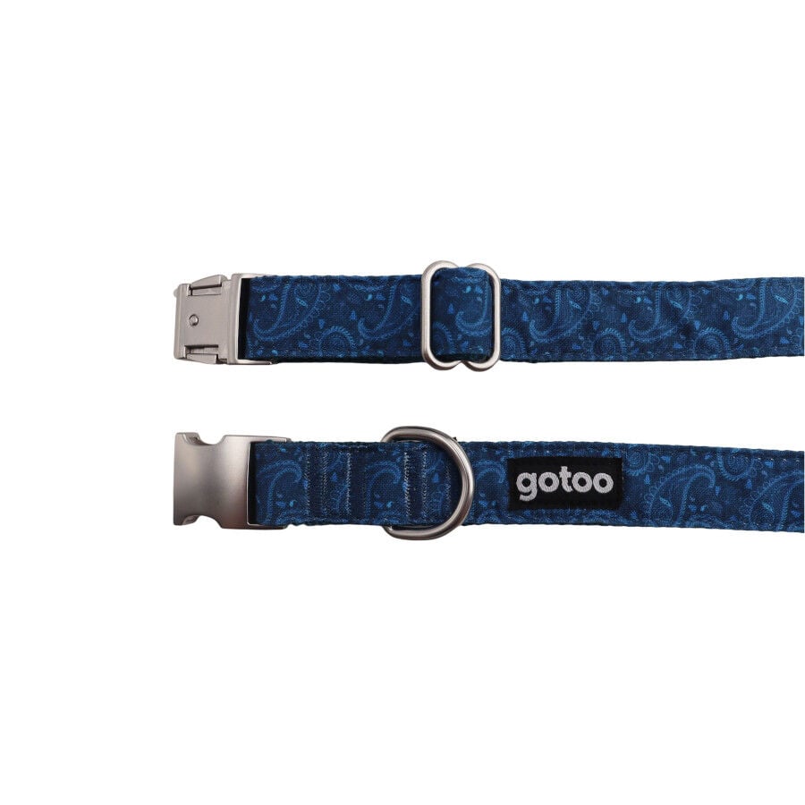 Gotoo Collar estampado cachemira cl&aacute;sica azul para perros, , large indicador imagen numero 3
