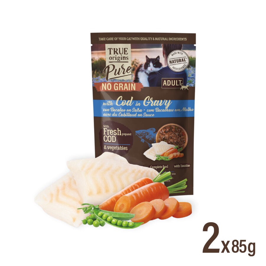 4 sobres x 85 g True Origins Pure Pescado en Salsa Sobres para gatos - Multipack, , large indicador imagen numero 4