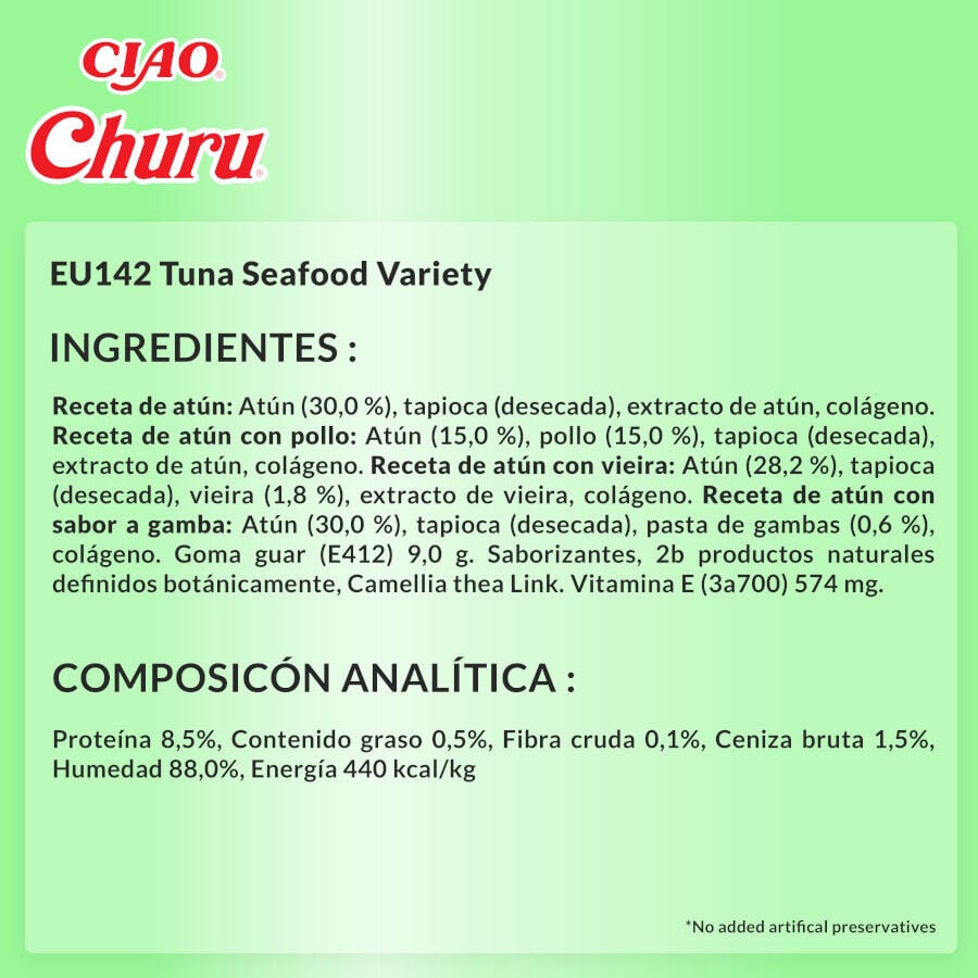 40 sobres x 14 g Churu Variedades de At&uacute;n con Marisco Snack L&iacute;quido para gatos, , large indicador imagen numero 7