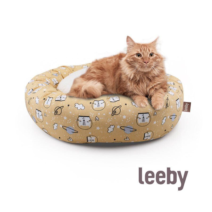 Leeby Cama Donut Antideslizante Estampado Comic Amarillo para gatos, , large indicador imagen numero 2