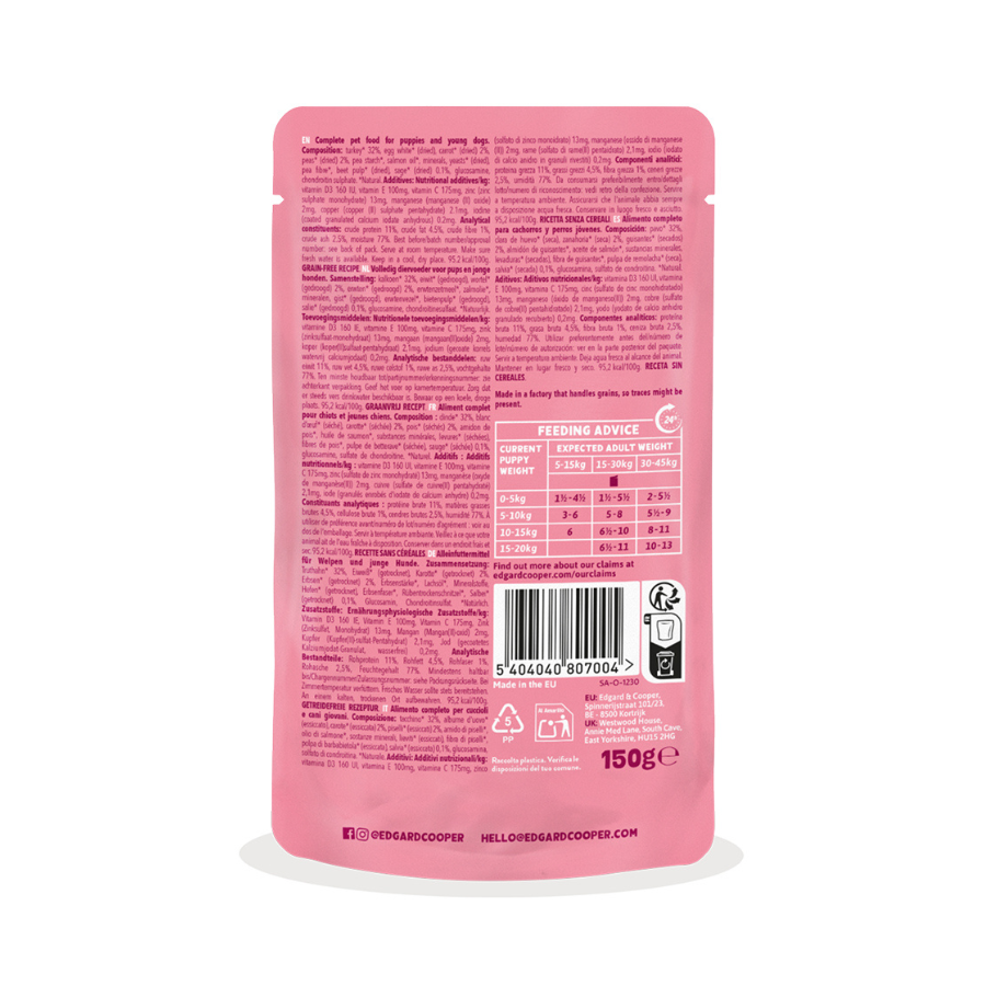 150 g Edgard & Cooper Puppy Grain Free Pavo sobre para perros, , large indicador imagen numero 2