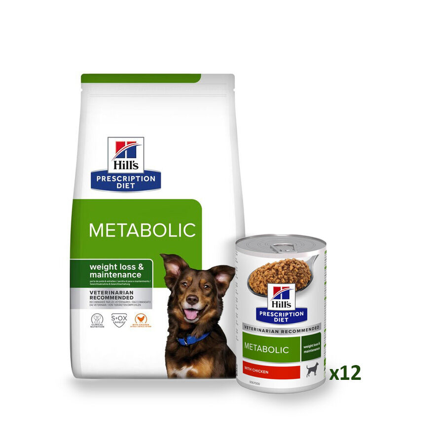 12 kg + 12 latas x 370 g Hill's Prescription Diet Metabolic pienso y latas para perros &iexcl;Pack ahorro!, , large Imagen numero 1