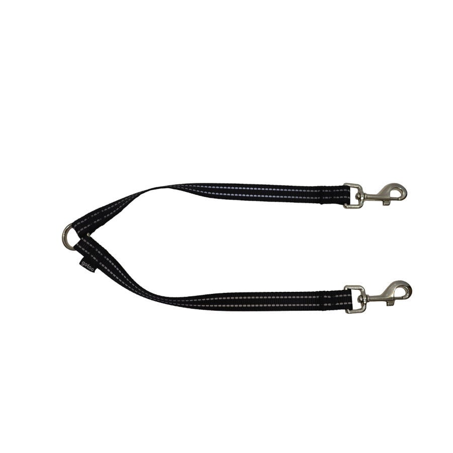 Gotoo Correa doble de nylon negra para perros, , large Imagen numero 1