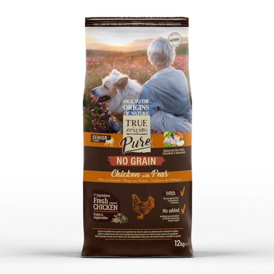 12 kg True Origins Pure Grain Free Senior Pollo pienso para perros, , large Imagen numero 1
