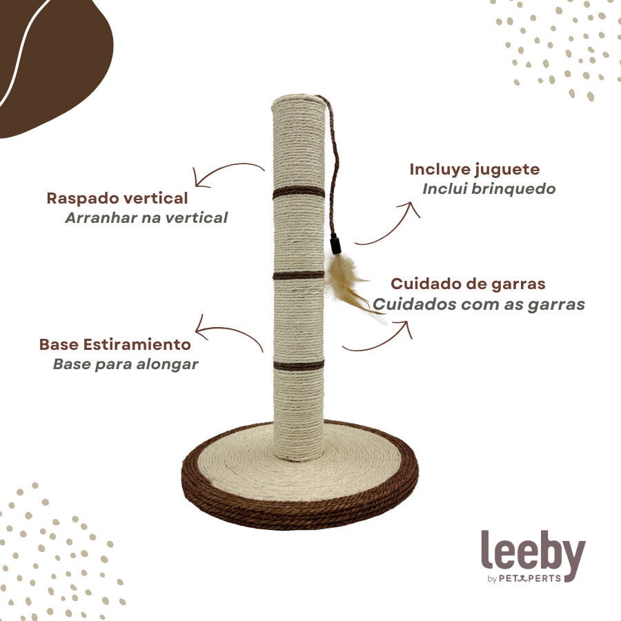 Leeby Isidoro rascador de sisal con juguete marron para gatos, , large Imagen numero 3