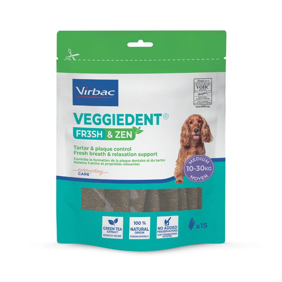 15 barritas Virbac L&aacute;minas Veggiedent Zen M para perros, , large Imagen numero 2