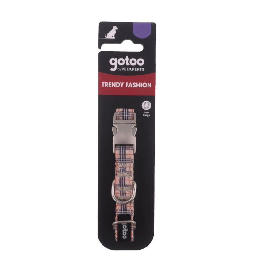 Gotoo Collar estampado tart&aacute;n marr&oacute;n para perros, , large Imagen numero 4