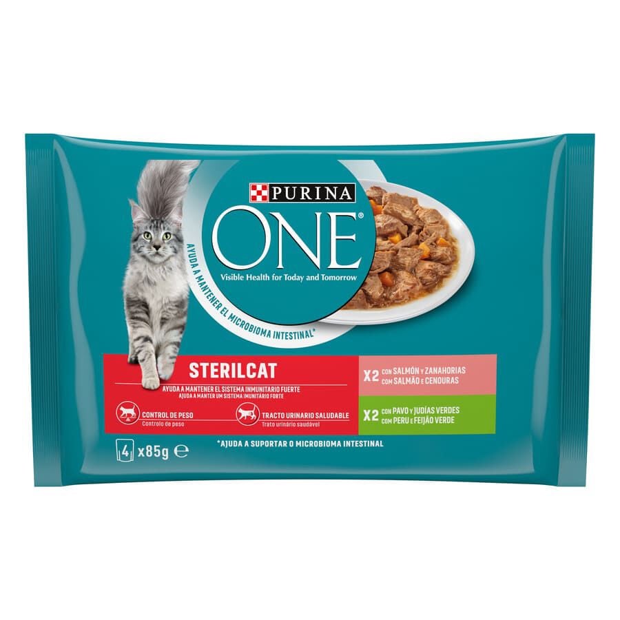 4 sobres x 85 g Purina One Esterilizados sobre en salsa para gatos, , large Imagen numero 1