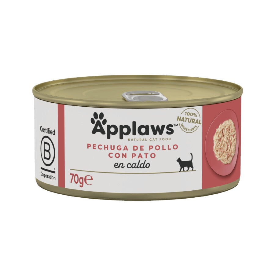 70 g Applaws Pollo y Pato en caldo lata para gatos, , large Imagen numero 1