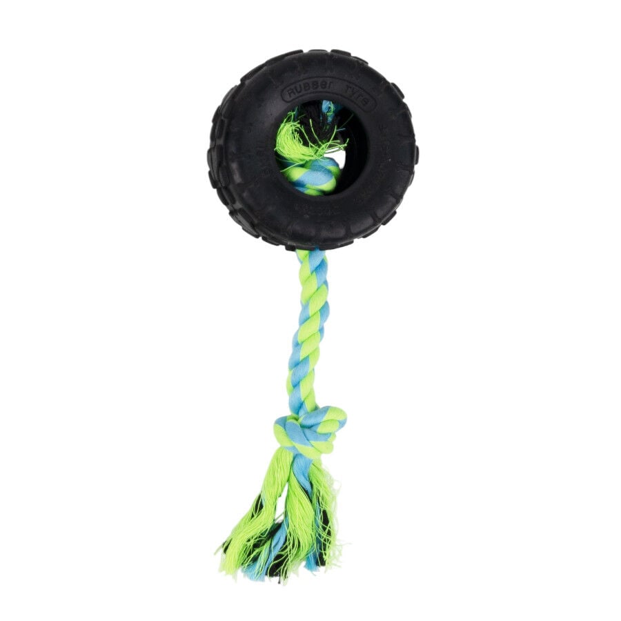 Tootoy! Mordedor Neum&aacute;tico de Goma con Cuerda para perros, , large indicador imagen numero 2