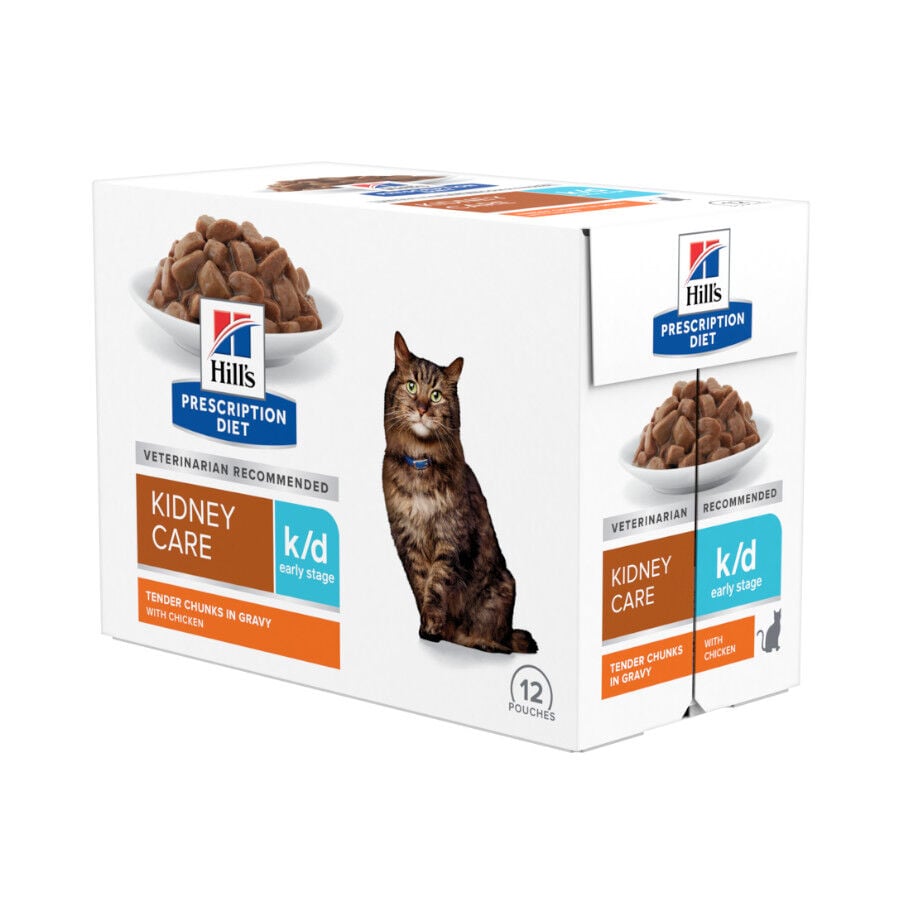 12 sobres x 85 g Hill's Prescription Diet Early Stage Kidney Care k/d Pollo sobre en salsa para gatos, , large indicador imagen numero 1