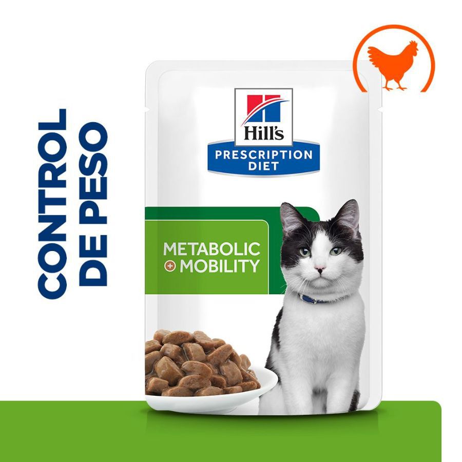 12 sobres x 85 g Hill's Prescription Diet Metabolic + Mobility Pollo Sobres para gatos - Multipack, , large indicador imagen numero 1