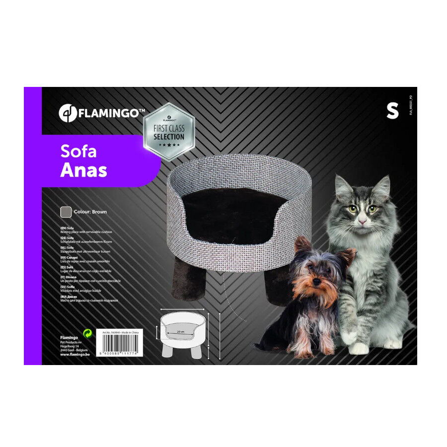 Flamingo Anas Sof&aacute; Marr&oacute;n para perros y gatos, , large Imagen numero 2